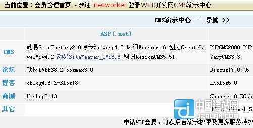 展示cms产品:web开发网推出演示平台